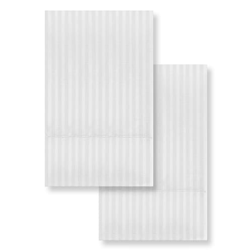 Grand Royal T250 Blend Woven Stripe, King Pillowcase,  42x46 CS, White